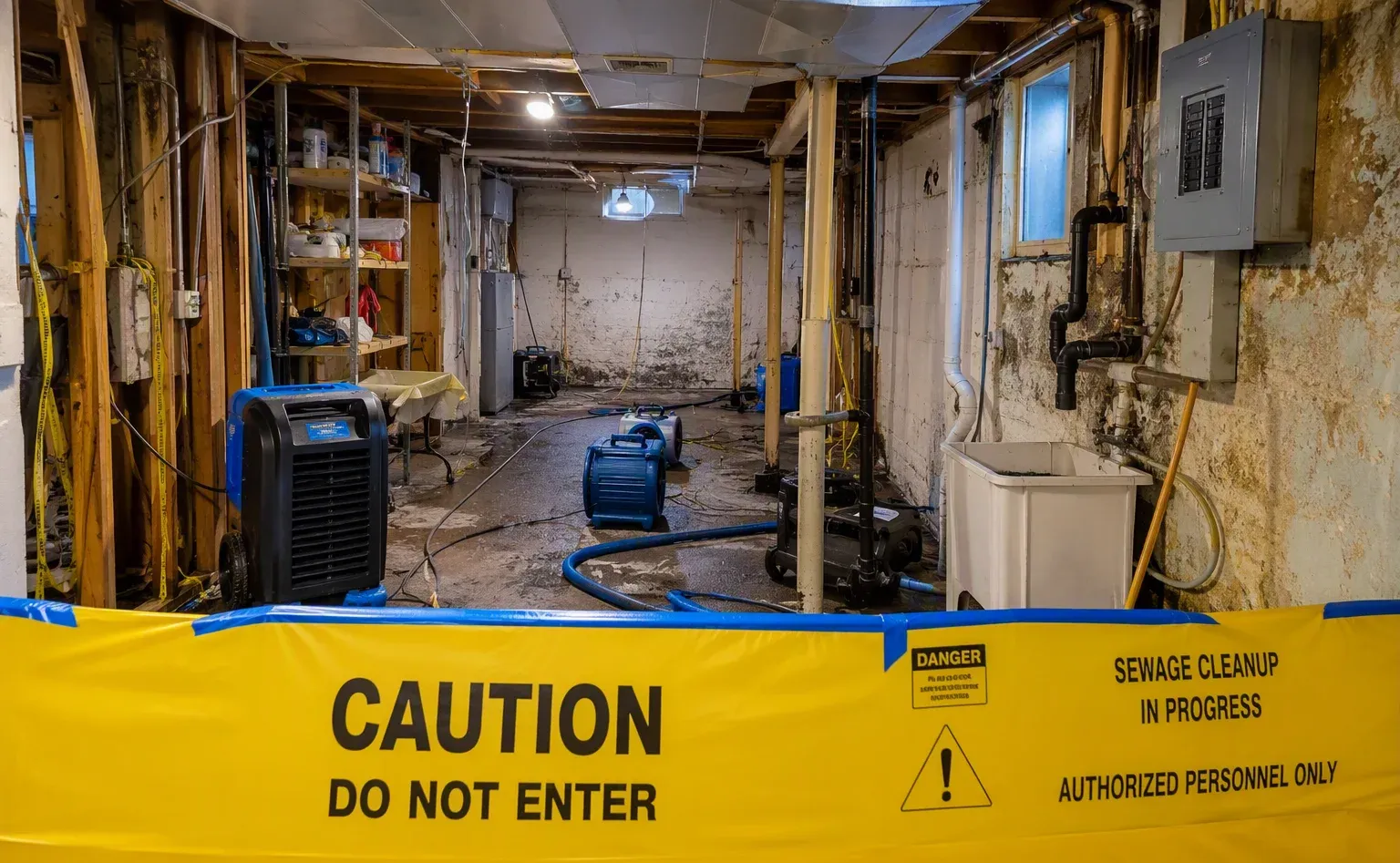 Sewage cleanup and water extraction in a Salisbury property